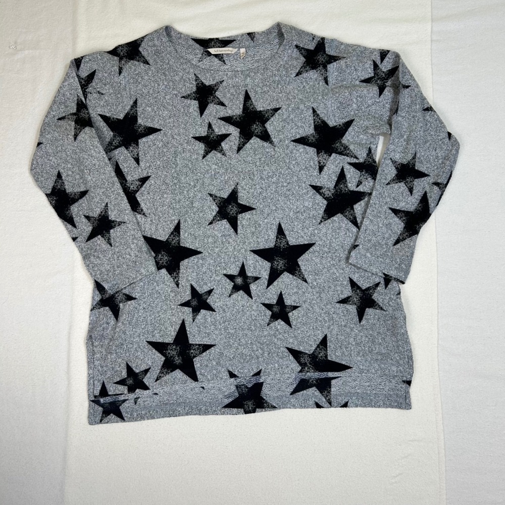 Soft‎ Surroundings Gray Black Star Print Long Sleeve Cozy Top PXL Made in USA